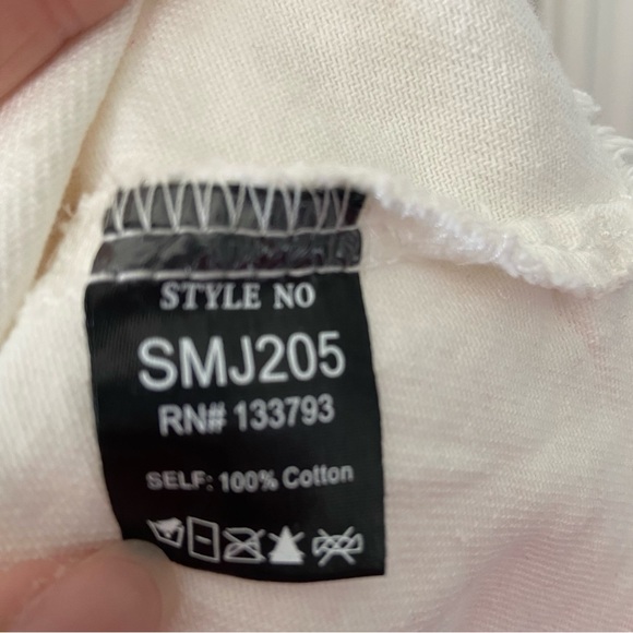 POL White Distressed Jean Jacket with Crochet Sleeves Size Medium - Picture 11 of 12